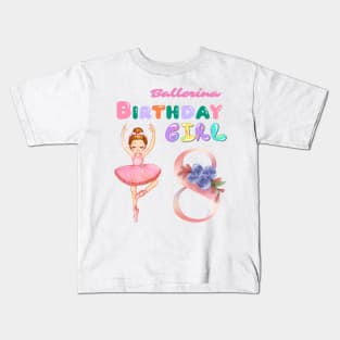 8th birthday ballerina girl Kids T-Shirt